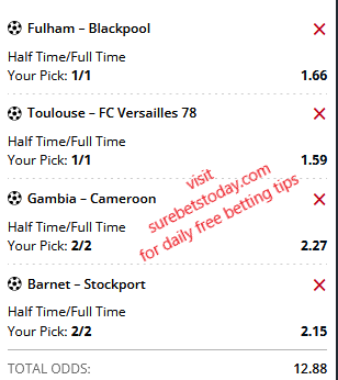 29th JAN FREE HT FT TIPS